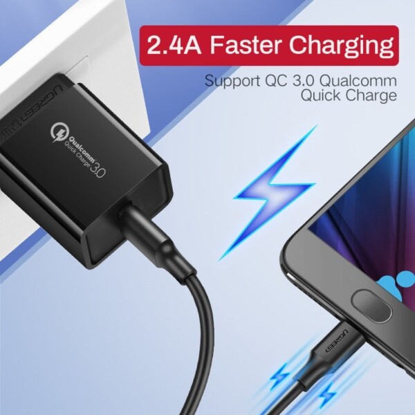 Micro USB kabel UGREEN QC 3.0 2.4A 2m (bílý) navod