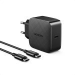 Wall charger UGREEN CD217, 65W, USB-C (black) + USB-C to USB-C cable, 2m (black)