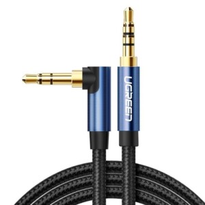 Cable USB UGREEN 60179, male, 3.5mm, 1m Cable Gold Plated Metal Caise With Braid (Blue Black)