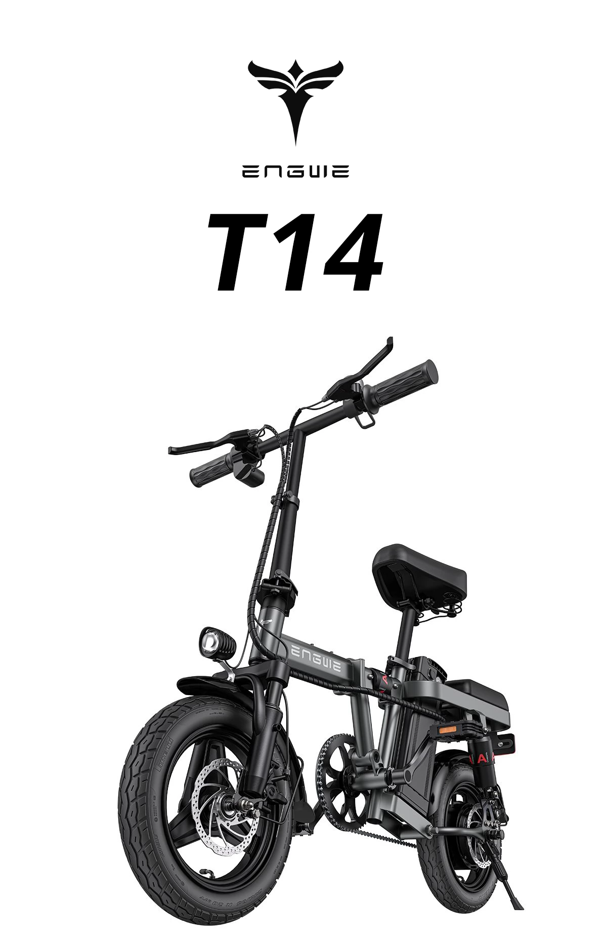 ENGWE T14 Foldable Electric City Bicycle,250W Brushless Motor & 48V 10Ah Battery, 14 Inch Tire - Gray