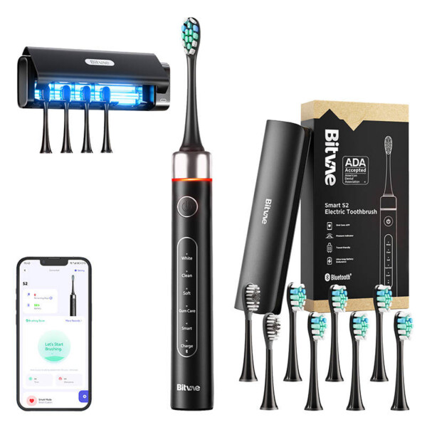 Sonic toothbrush with app and tip set