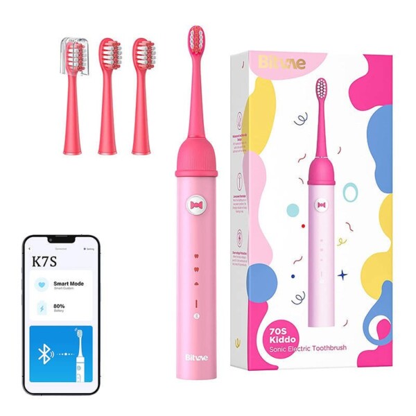Sonic toothbrush with app for kids and tips set  Bitvae K7S (pink)