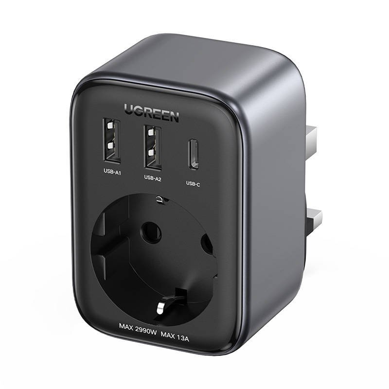 Travel adapter EU to UK plug UGREEN CD314 2xUSB-A