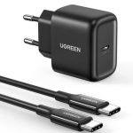 Wall charger UGREEN CD250, 25W, USB-C (black) + USB-C to USB-C cable, 2m (black)