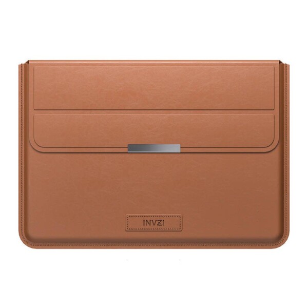 Kožené pouzdro / kryt INVZI s funkcí stojánku pro MacBook Pro/Air 13"/14" (hnědé)