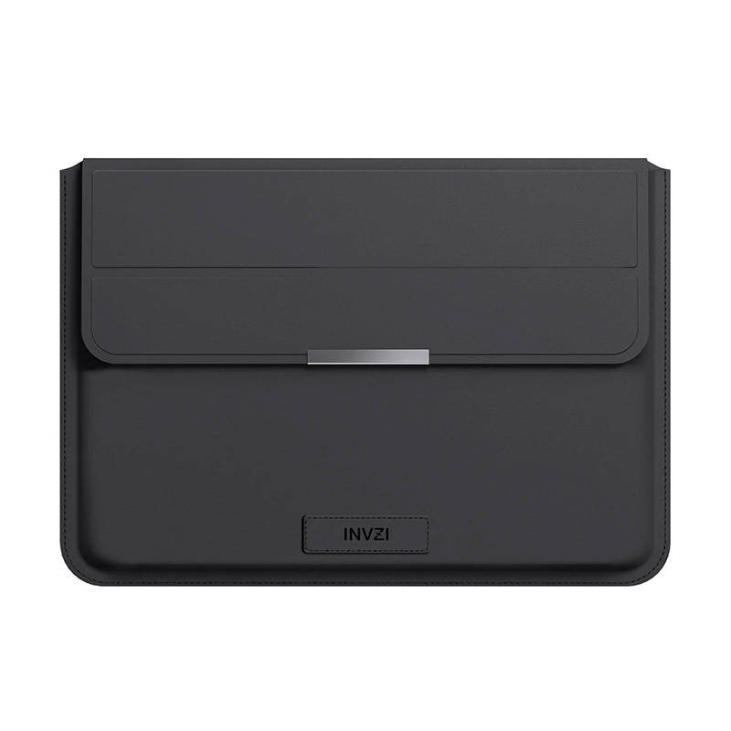 Kožené pouzdro / kryt INVZI s funkcí stojánku pro MacBook Pro/Air 15"/16" (černé)
