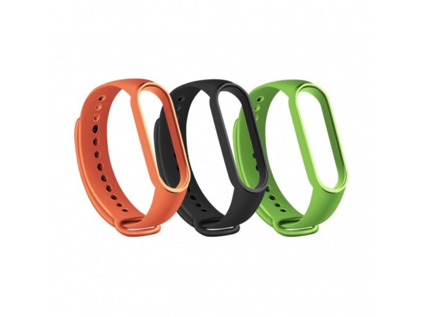 RhinoTech remienky pre Xiaomi Mi Band 3 / 4 (3-pack black, orange, green)