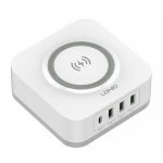 Wireless induction charger LDNIO AW004, 3x USB + USB-C, 32W (white)
