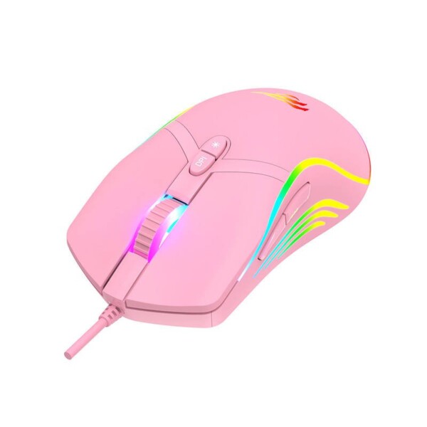 Herní myš Havit MS1026 RGB 1000-6400 DPI (růžová) sk