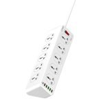 LDNIO SC10610 power strip with 10 AC outlets, 5x USB, 1x USB-C, 2500W, EU/US, 2m (white)