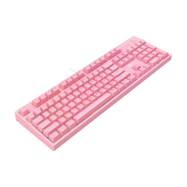 Mechanická herní klávesnice Havit KB871L RGB (růžová) navod
