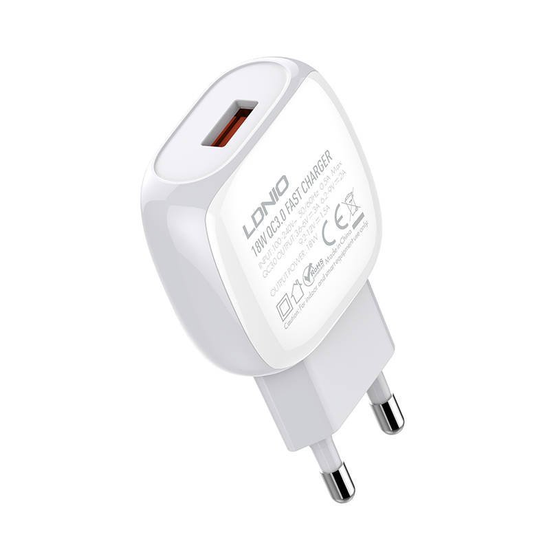 Nástěnná nabíječka LDNIO A1306Q 18 W + kabel USB-C navod