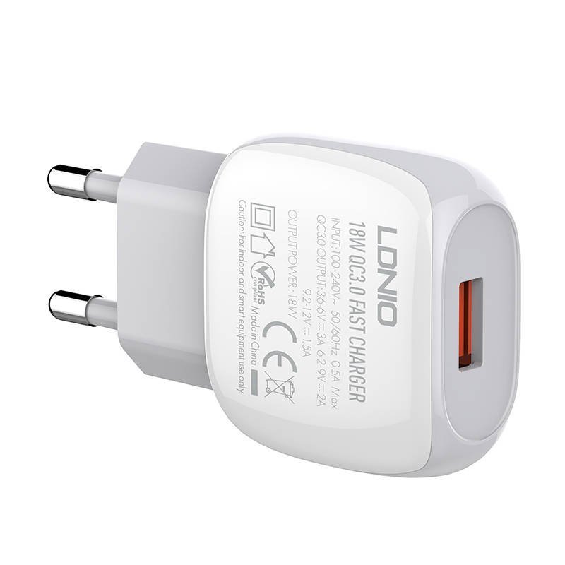 Nástěnná nabíječka LDNIO A1306Q 18 W + kabel USB-C distributor