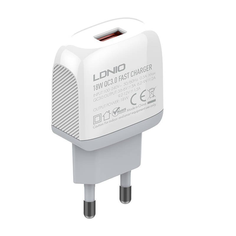 Nástěnná nabíječka LDNIO A1307Q 18W + kabel USB-C navod