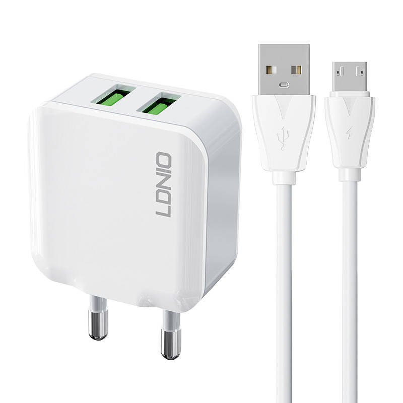 Nástěnná nabíječka LDNIO A2201 2USB + kabel MicroUSB