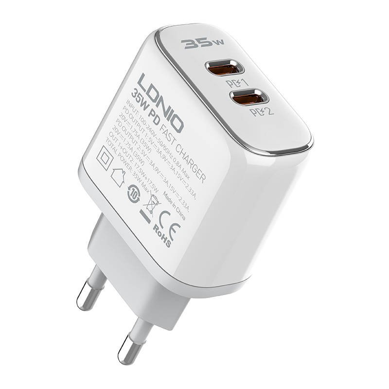 Nástěnná nabíječka LDNIO A2528C 2USB-C 35W + kabel USB-C - USB-C cena