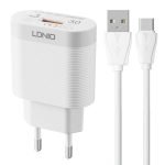 Wall charger LDNIO A303Q USB 18W + USB-C cable