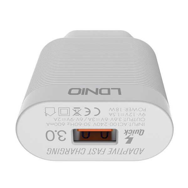 Nástěnná nabíječka LDNIO A303Q USB 18W + kabel USB-C sk