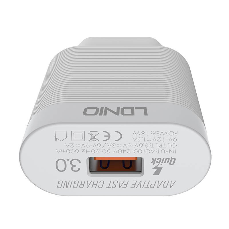 Nástěnná nabíječka LDNIO A303Q USB 18W + kabel USB-C sk