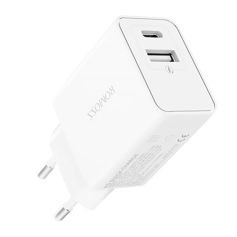 Nástěnná nabíječka Romoss AC30T USB + USB-C 30W (bílá)