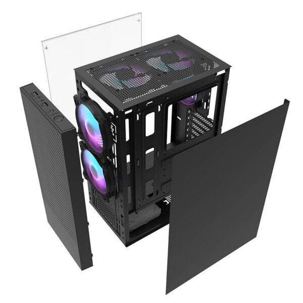 Počítačová skříň Darkflash A290 + 3 ventilátory (černá) distributor