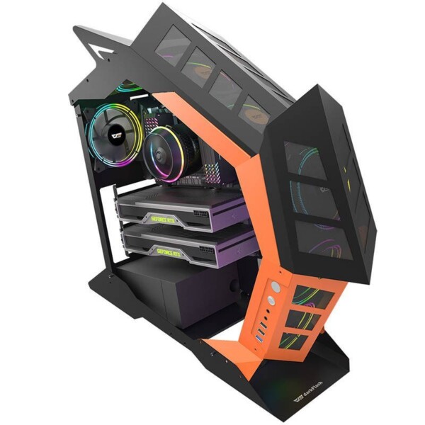 Počítačová skříň Darkflash K1 (černo-oranžová) cena