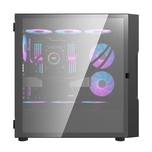 Skleněná počítačová skříň Darkflash DK431 + 4 ventilátory (černá) sk