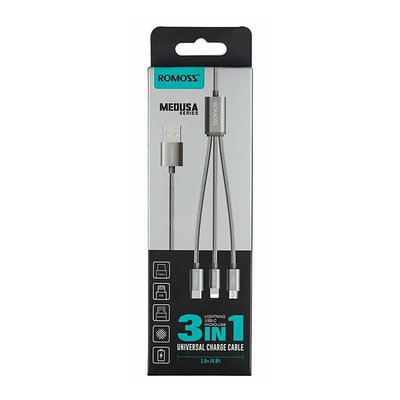 USB kabel Romoss CB25A 3v1 USB-C / Lightning / Micro 3A 1 m (šedý) cena