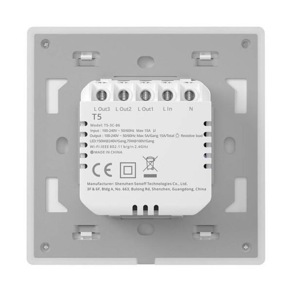 Inteligentny dotykowy przełącznik ścienny Wi-Fi Sonoff TX T5 2C (2-kanałowy) navod