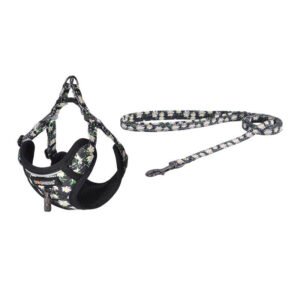 Dog set Dogness harness and leash (Daisy Black)