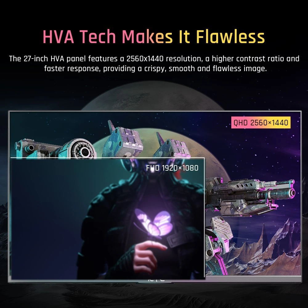 Refurbished KTC M27T20 Gaming Monitor 27 inch 2560x1440 QHD 165Hz Mini LED HVA 3ms Response Time HDMI2.0 DP1.4 Type-C USB KVM