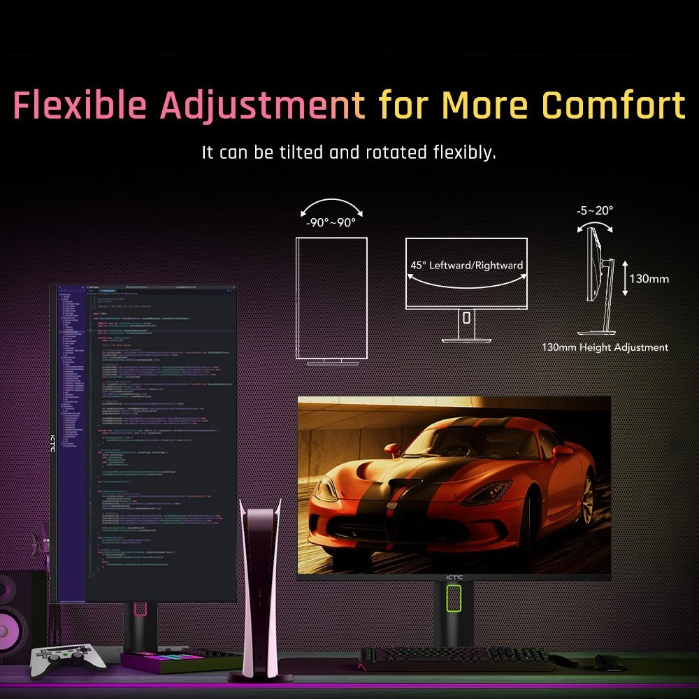 Refurbished KTC M27T20 Gaming Monitor 27 inch 2560x1440 QHD 165Hz Mini LED HVA 3ms Response Time HDMI2.0 DP1.4 Type-C USB KVM