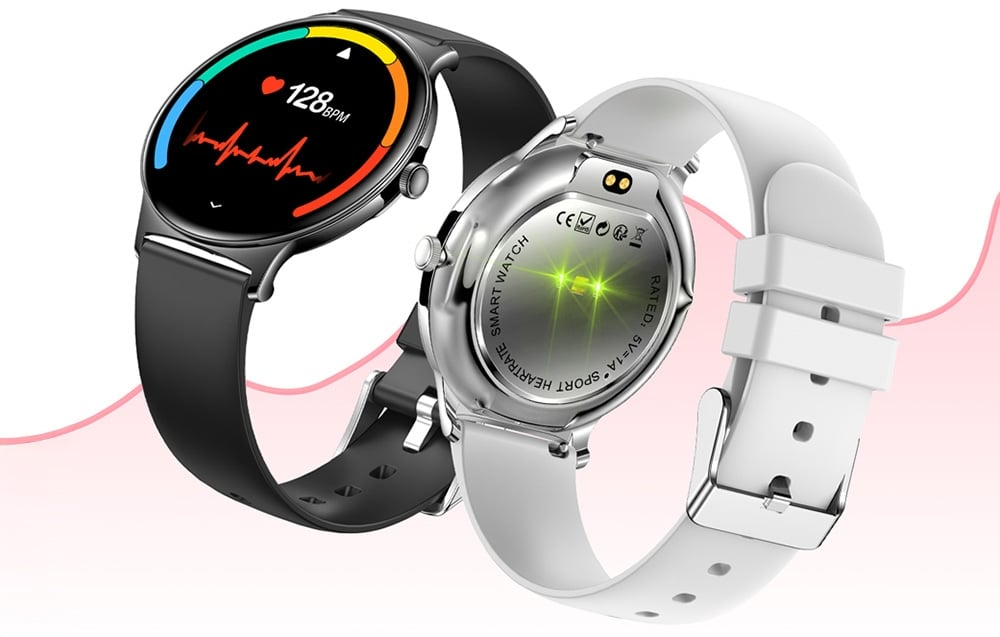 Čierno-zlaté inteligentné hodinky zobrazujúce výsledok merania srdcovej frekvencie.