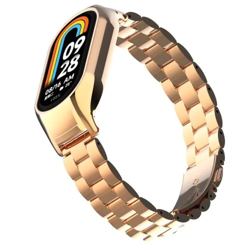 Elegantný kovový remienok pre Xiaomi Smart Band 8 - Ružovo zlatá – Obrázok 4
