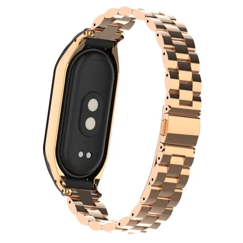 Elegantný kovový remienok pre Xiaomi Smart Band 8 - Ružovo zlatá – Obrázok 5