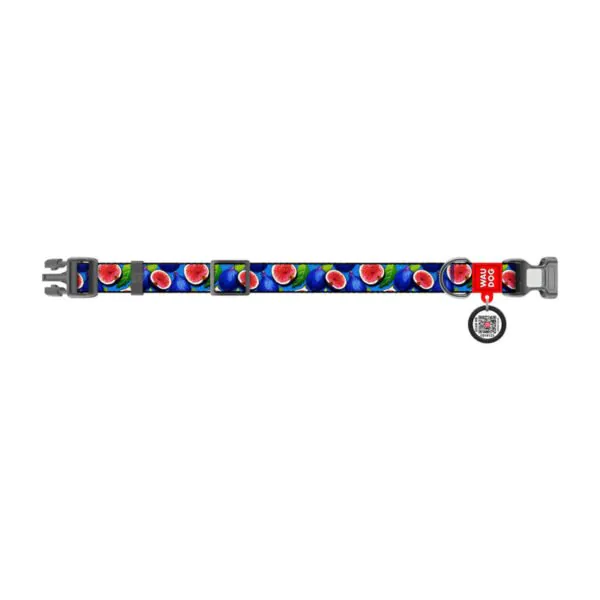 Nylon dog collar with QR code Waudog "Fig" size M distributor