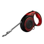 Automatické vodítko pre psov s LED svetlom a vreckami na odpadky Dogness (červené)